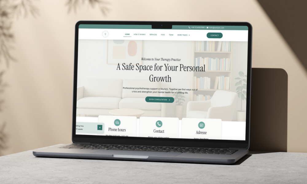 Therapeuten Psychotherapeuten Website Mockup